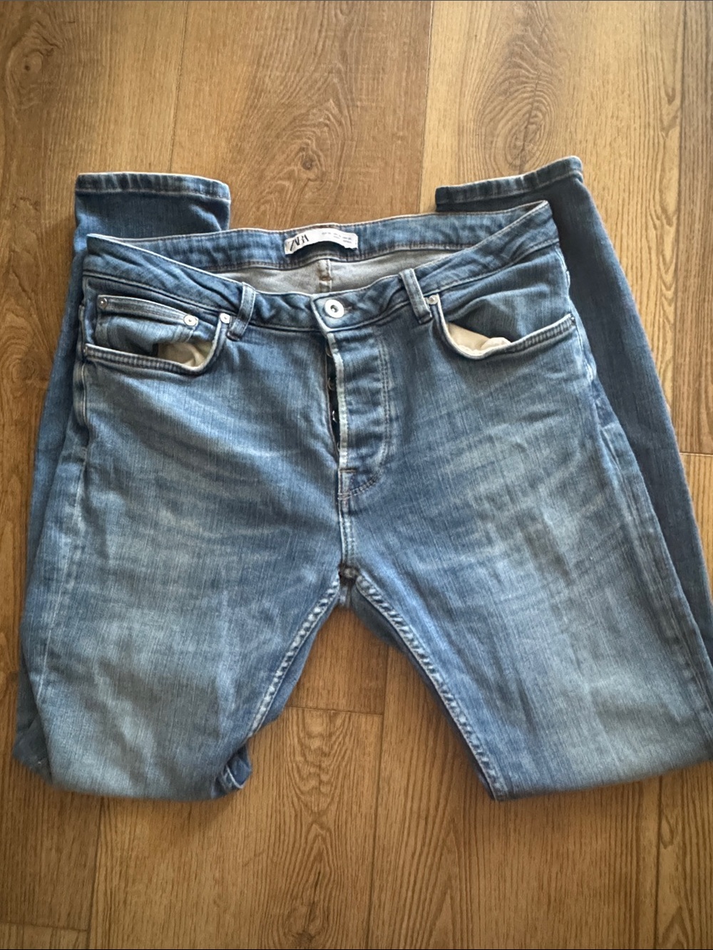 Zara womens Blue Slim fit Straight Jeans